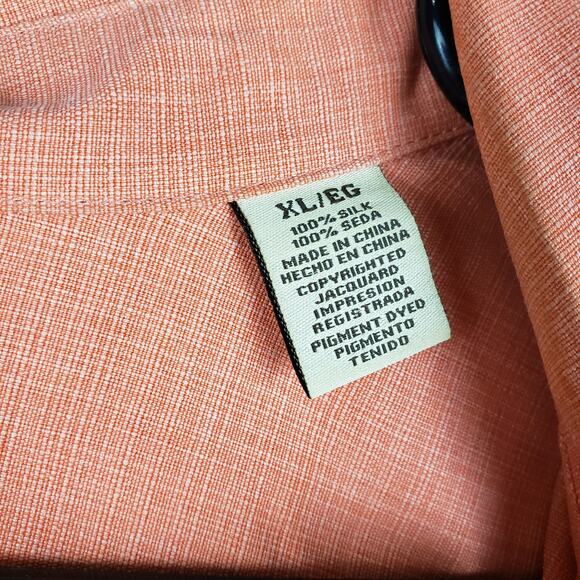 Jamaica Jaxx Size XL Orange Silk Aloha Shirt Orange Island Style Hawaiian Beach - Picture 8 of 13